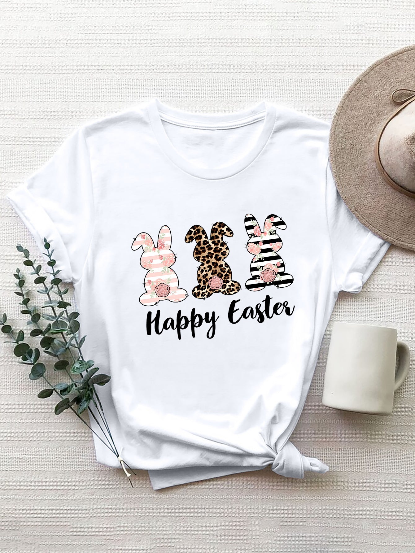 Festive HAPPY EASTER T-Shirt - Soft & Stylish White
