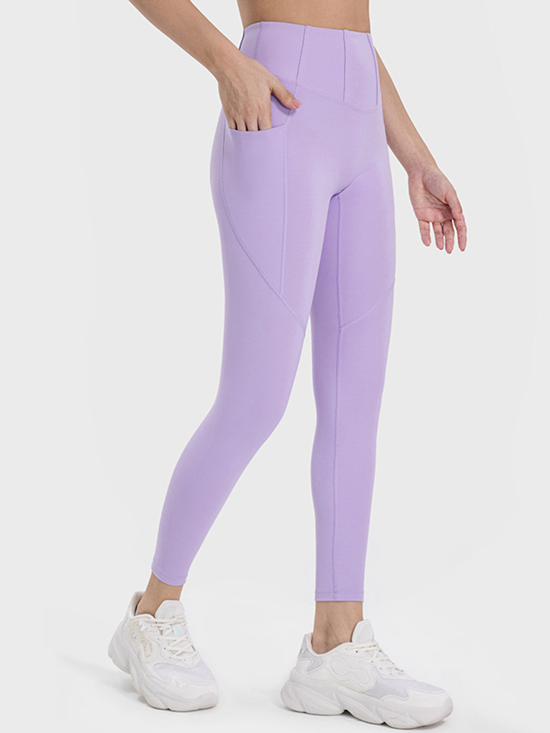 Millennia High Waist Pocketed Active Leggings Lavender