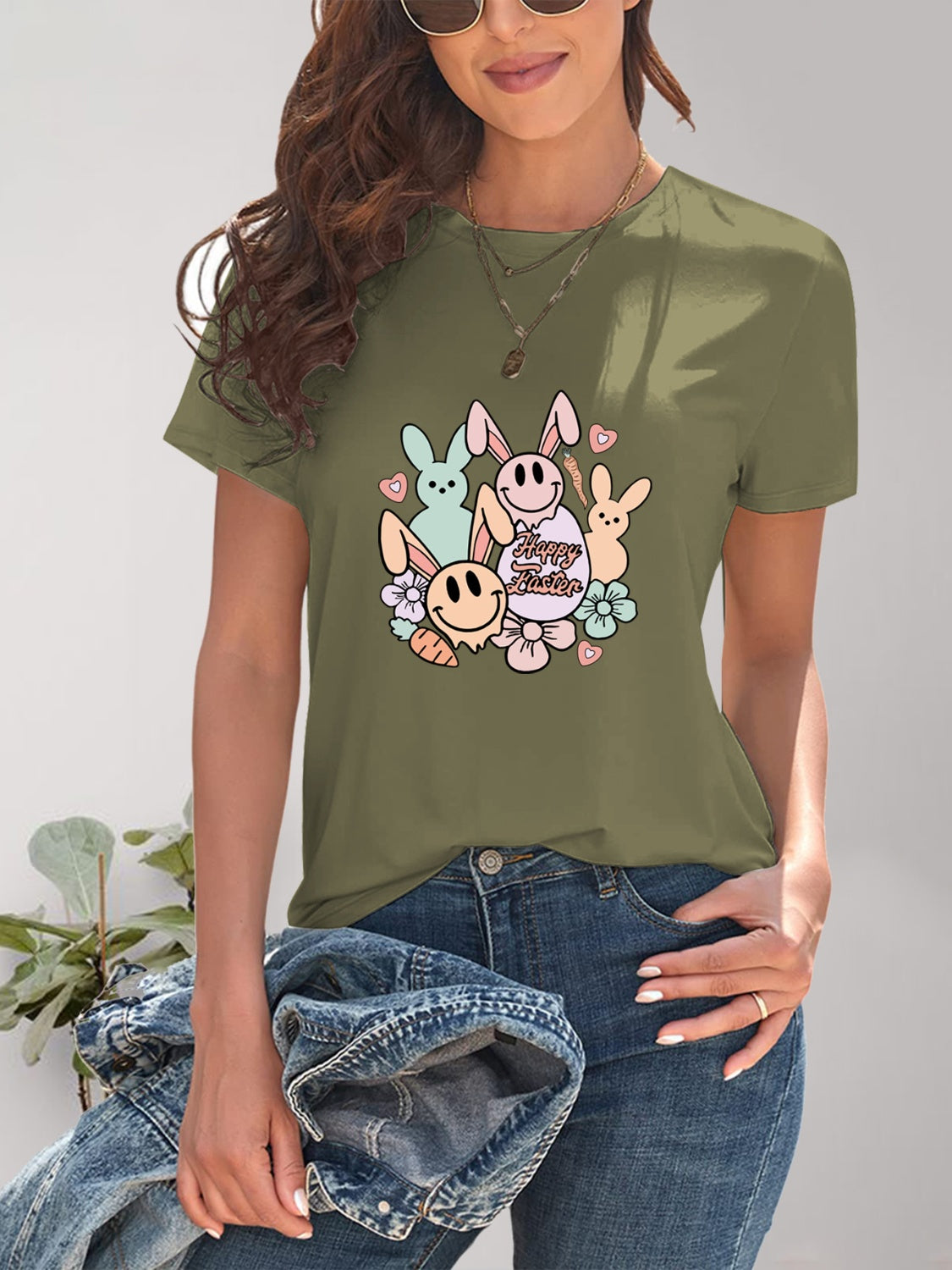 Graphic Round Neck T-Shirt - Casual & Comfortable Tee Matcha Green