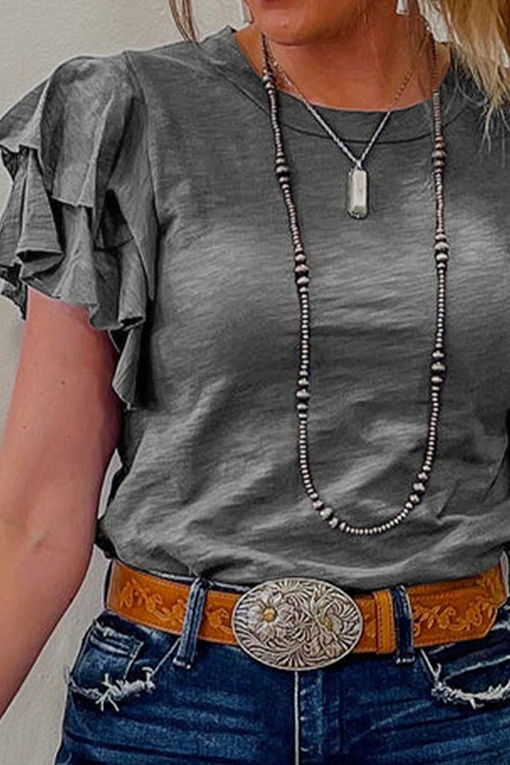 Round Neck Layered Short Sleeve Top - Stylish & Comfortable