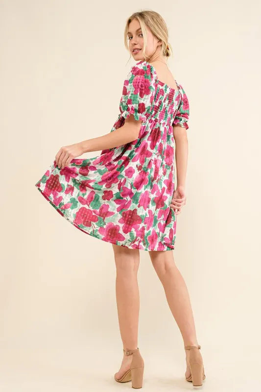 And The Why WhimsyBloom Smocked Ruffle Mini Dress