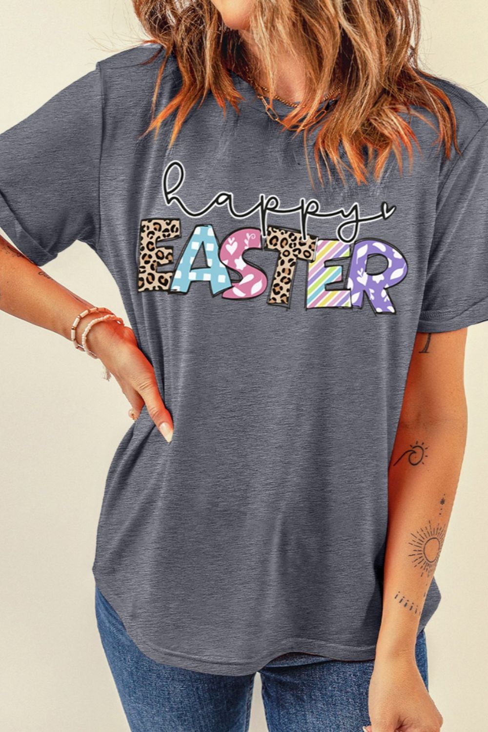 HAPPY EASTER Graphic T-Shirt - Festive Short Sleeve Tee