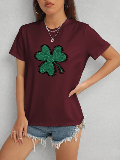 Lucky Clover Comfort Fit T-Shirt - Basic, Stylish & Comfortable Burgundy