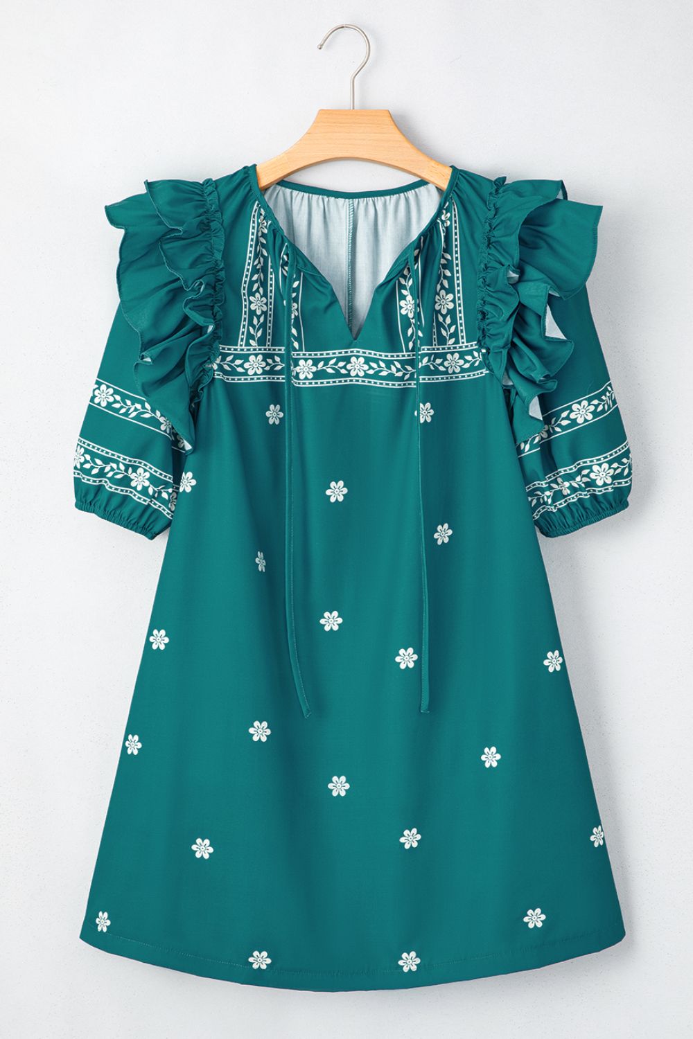 Floral Ruffle Puff Sleeve Mini Dress - Elegant & Chic