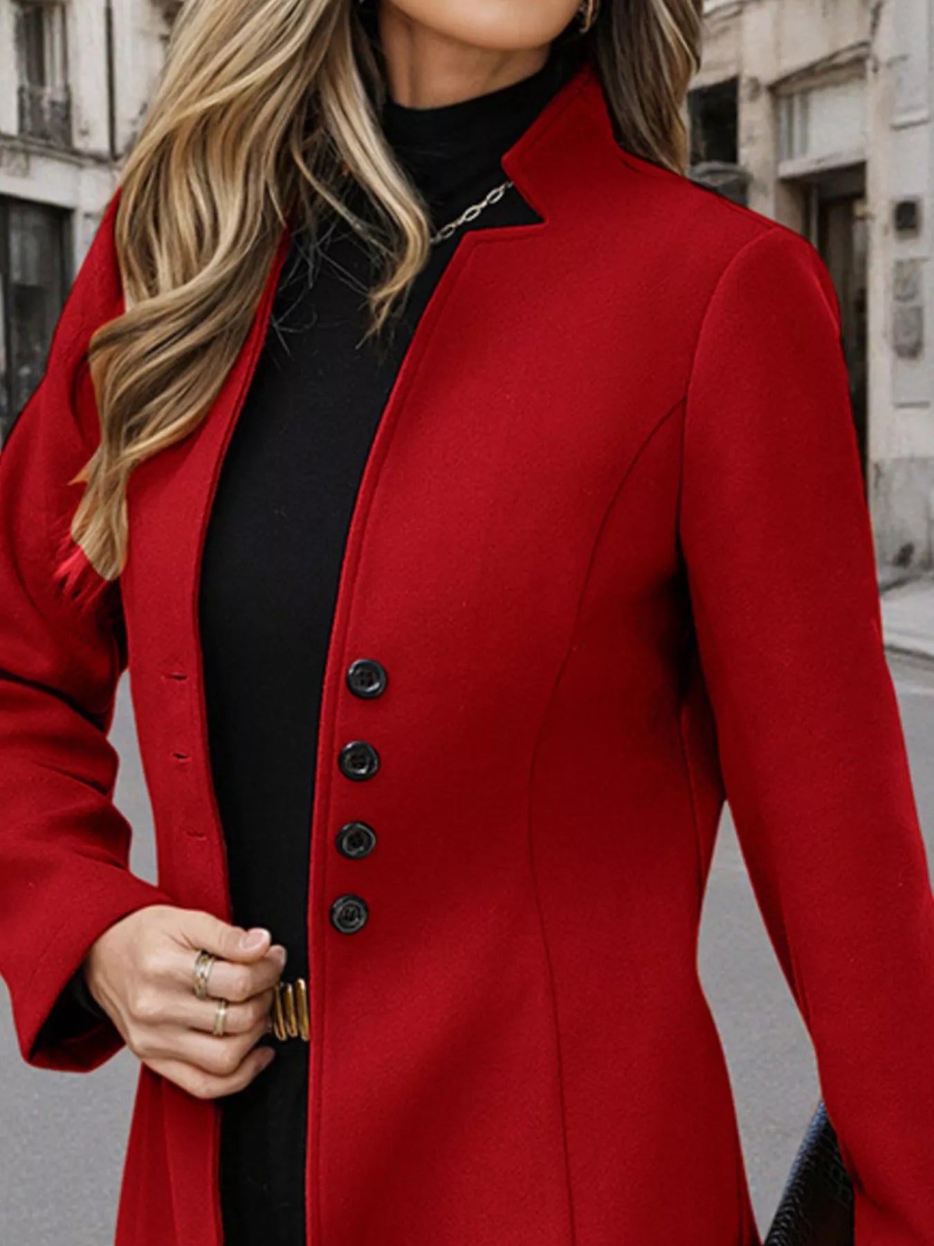 Classic Button-Up Long Sleeve Coat