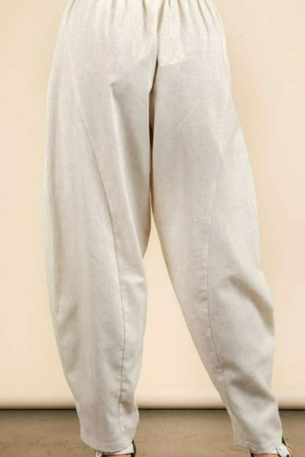 VERY J Solid Woven Barrel Pants with Drawstring Waist