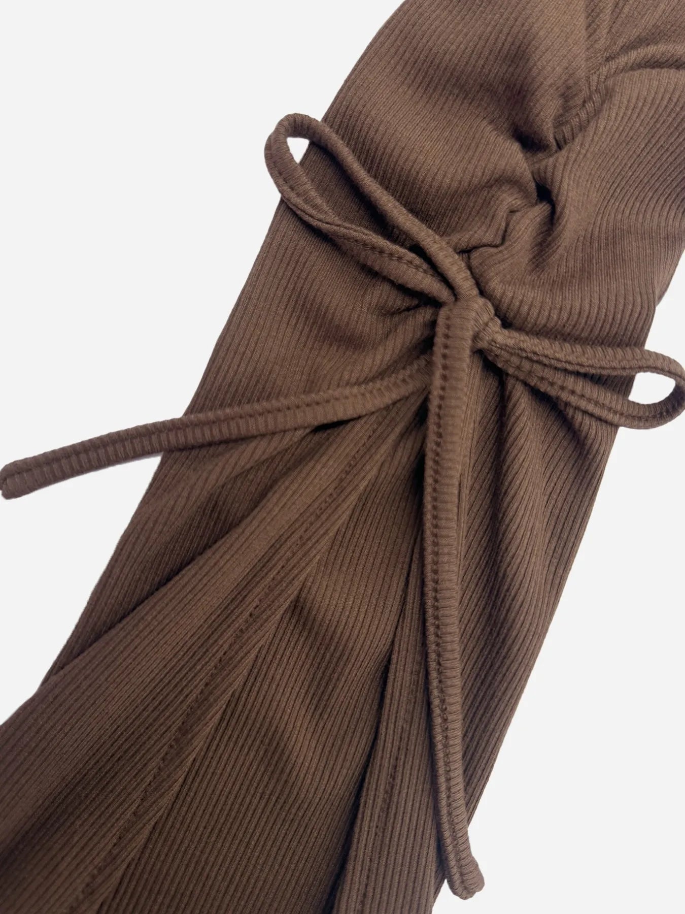Chic Ruffled Square Neck Long Sleeve Top with Tie Front & Stretch Fit
