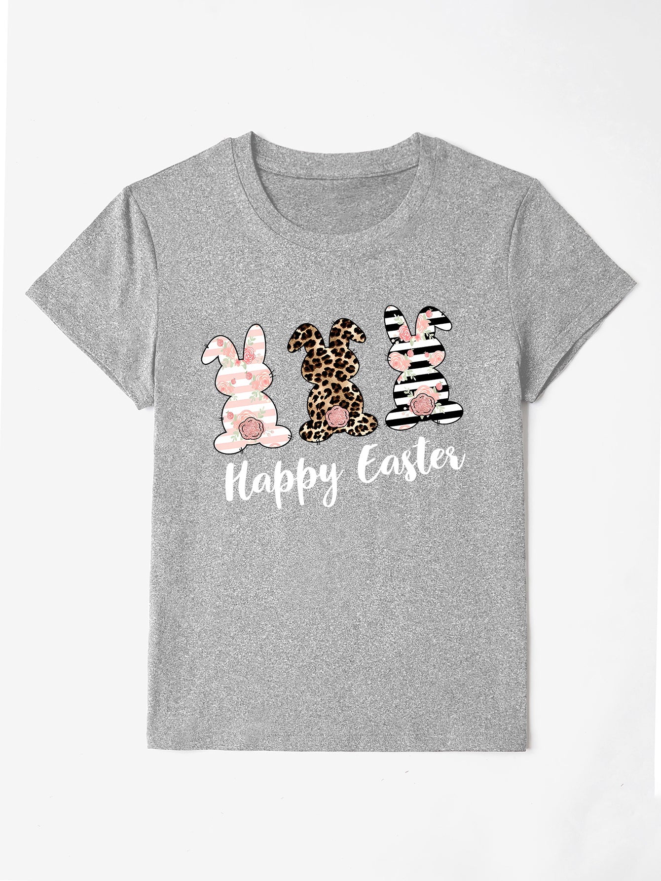 Festive HAPPY EASTER T-Shirt - Soft & Stylish Gray