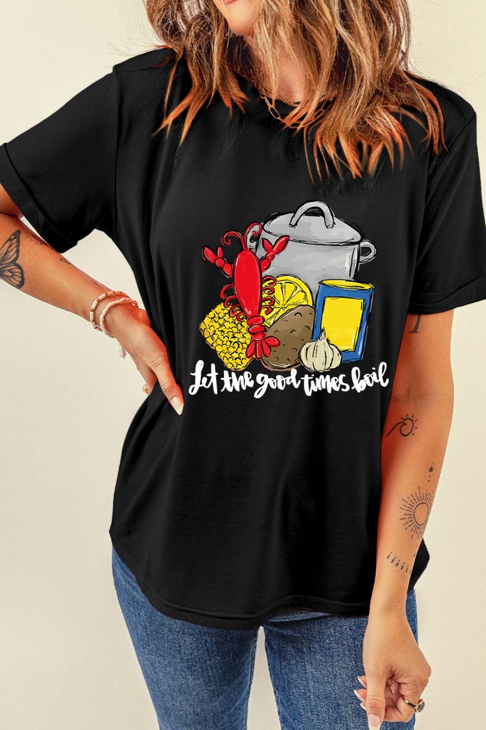 Graphic Round Neck Short Sleeve T-Shirt - Casual & Stylish