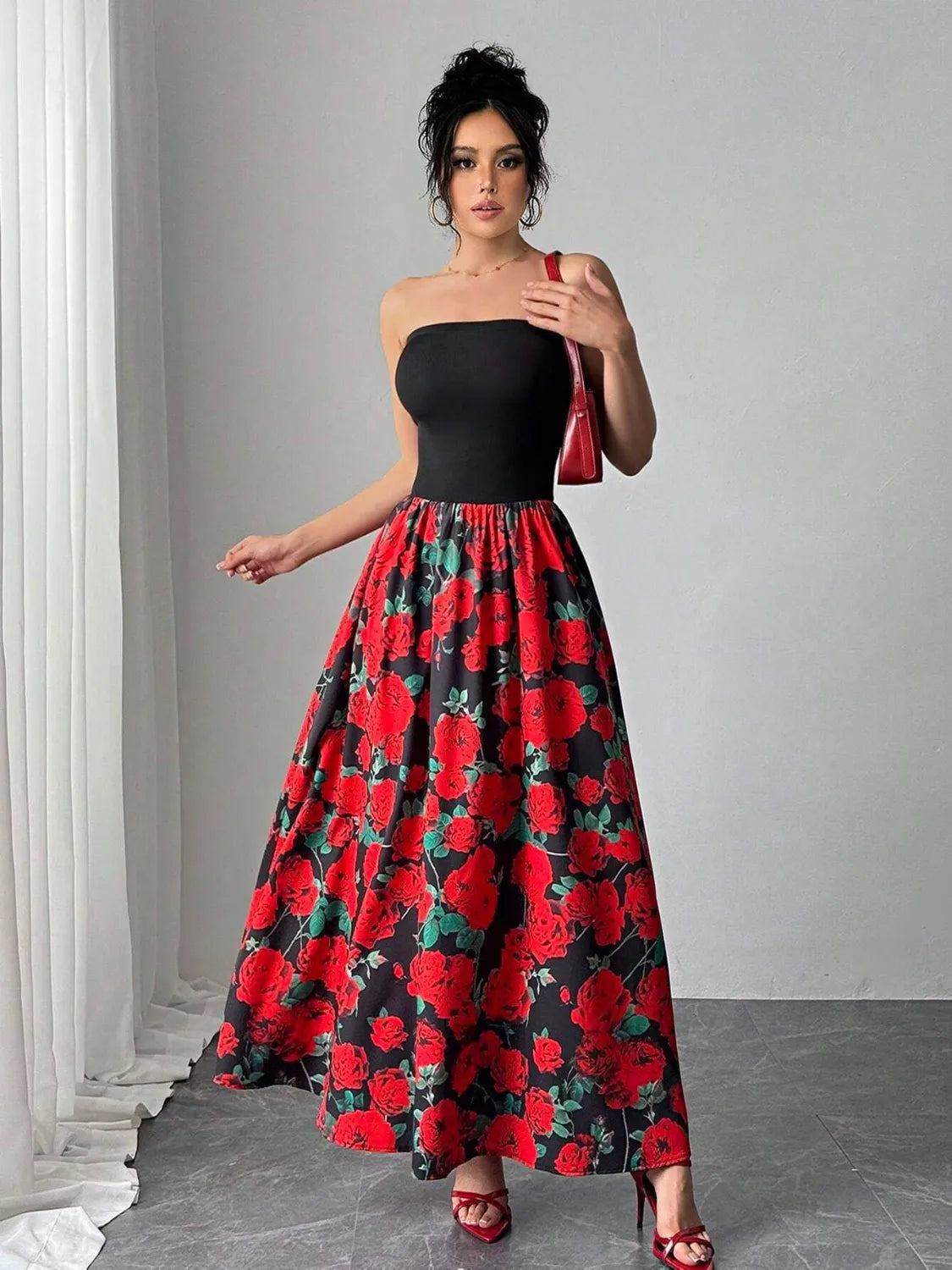 Floral Strapless Tube Maxi Dress