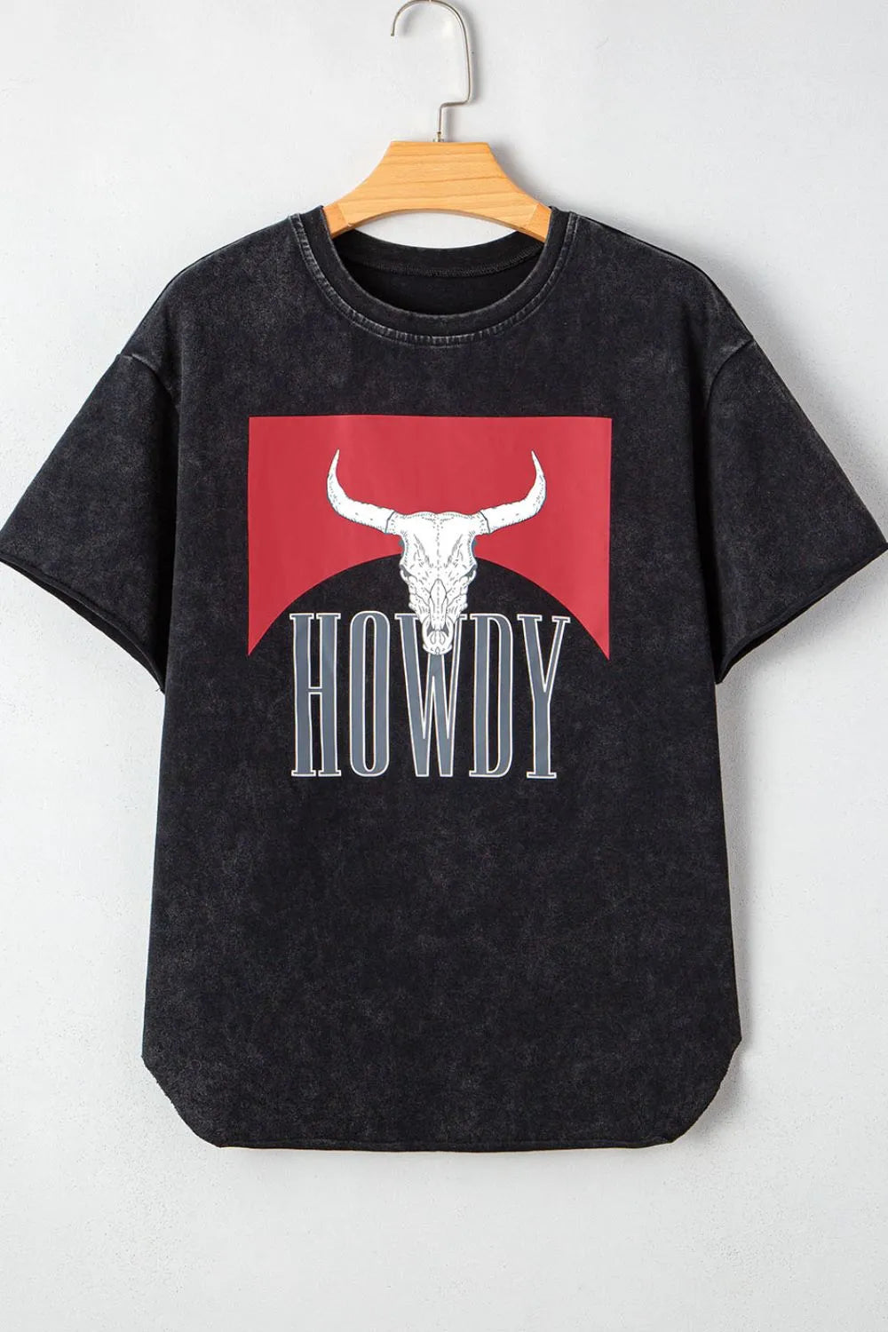 Western HOWDY Steer Head Print Loose Fit Tee