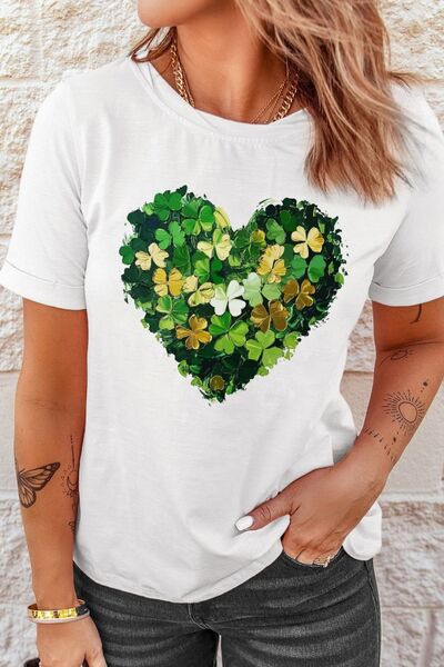 Clover Heart Relaxed Fit T-Shirt - Comfortable & Stylish White