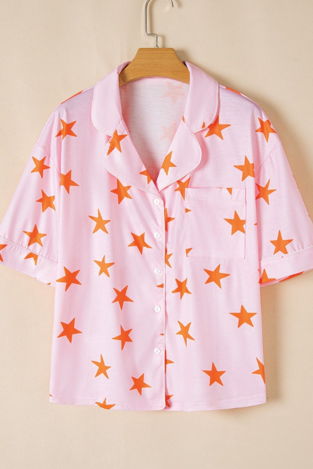 Star Print Short Sleeve Shirt & Shorts Set - Trendy & Comfy