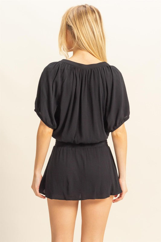 Drawstring Hem Short Sleeve Top & Skort Set - Chic & Trendy