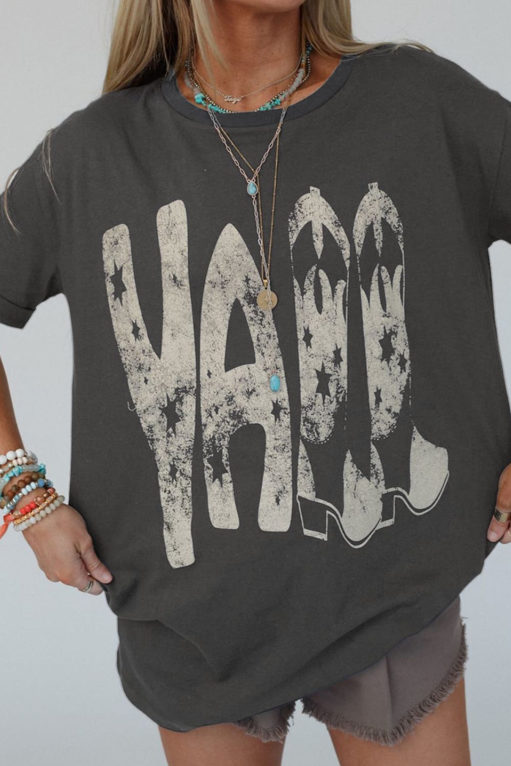 Y'ALL Cowboy Boots Graphic T-Shirt - Western Country Tee Dark Gray