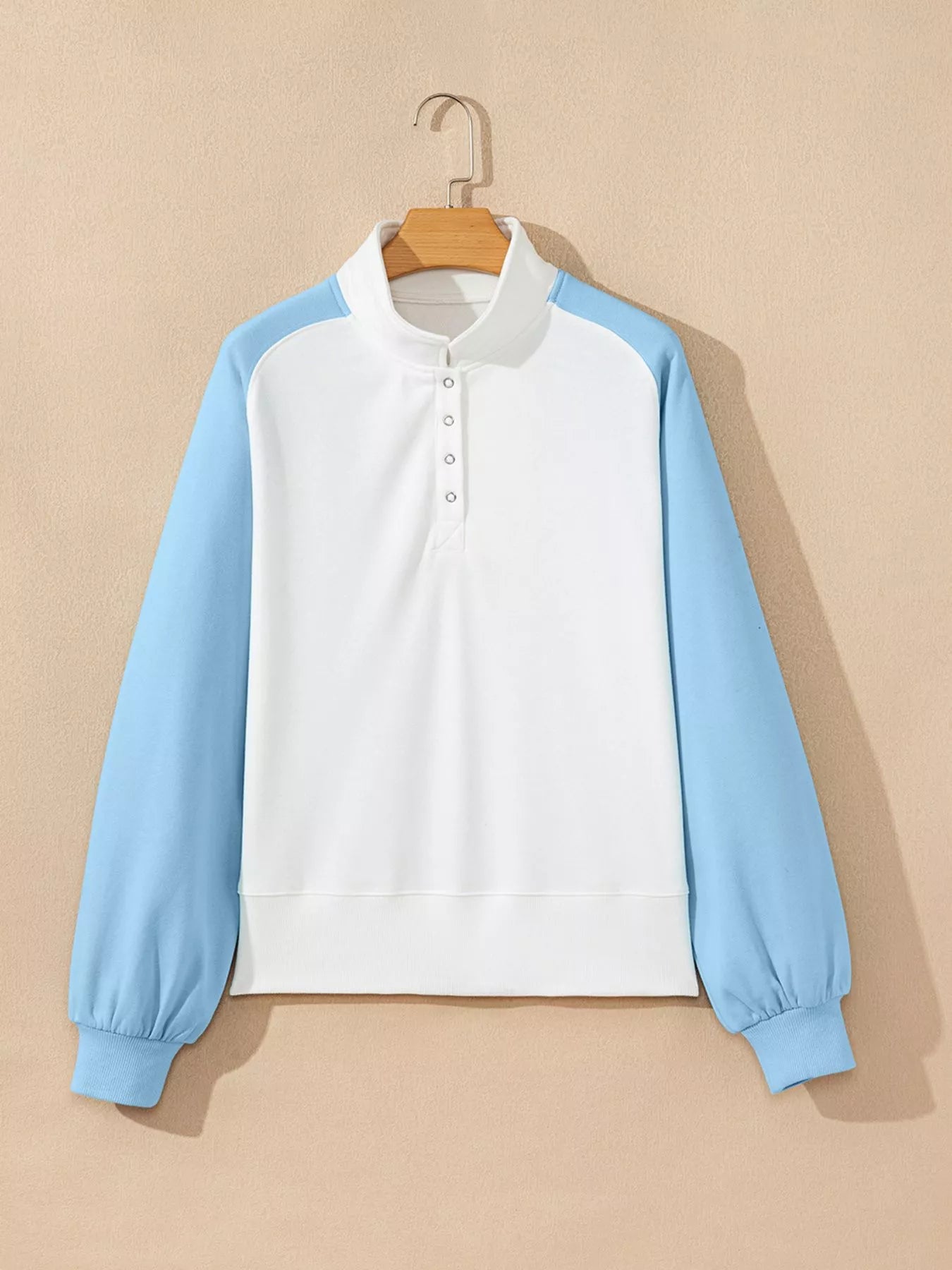Color Block Snap Button Front Sweatshirt