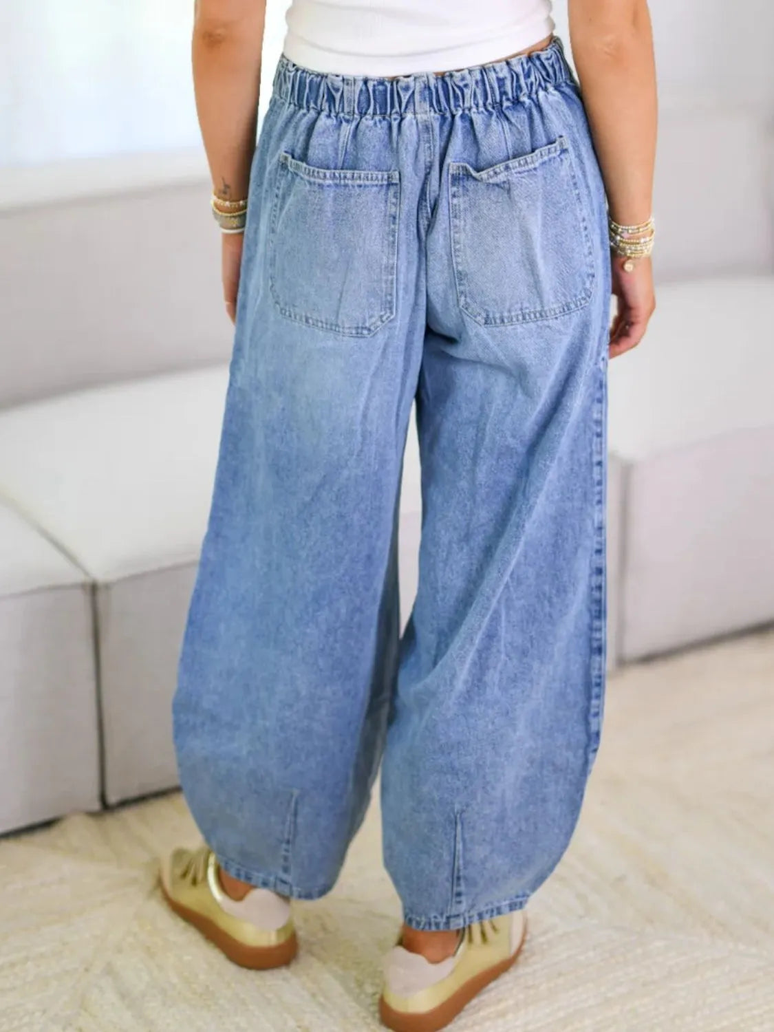 Tied High Waist Wide Leg Jeans