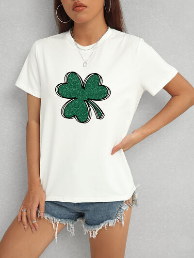 Lucky Clover Comfort Fit T-Shirt - Basic, Stylish & Comfortable White