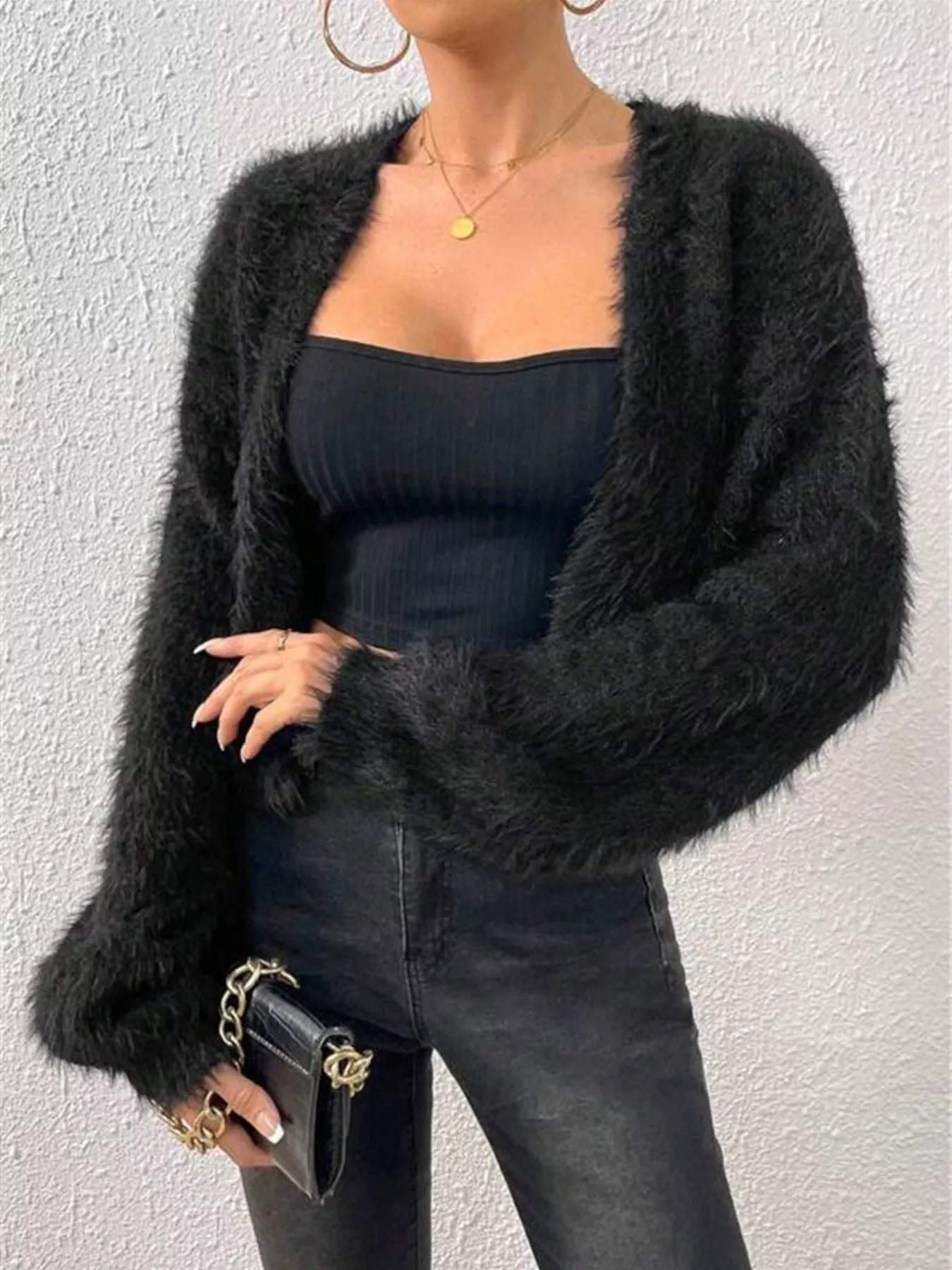 Classic Open Front Long Sleeve Cardigan