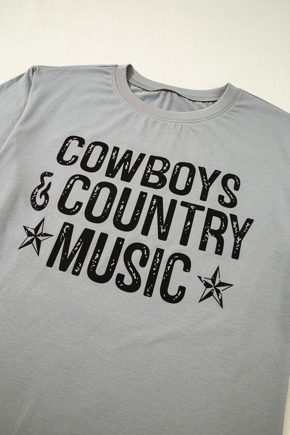 Letter Graphic Round Neck T-Shirt - Casual & Trendy