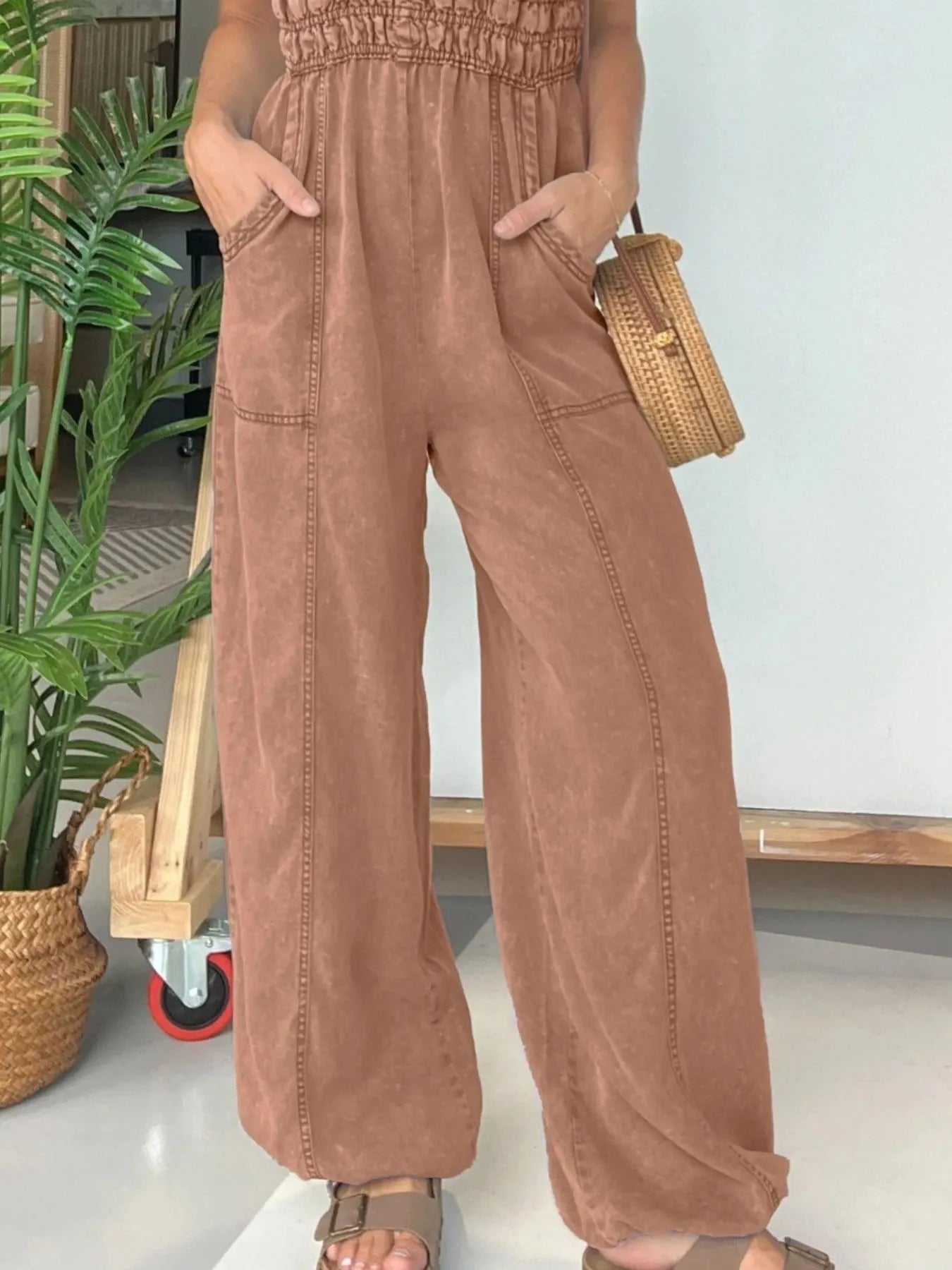 Full Size Wide-Leg Spaghetti Strap Jumpsuit – Plus Size