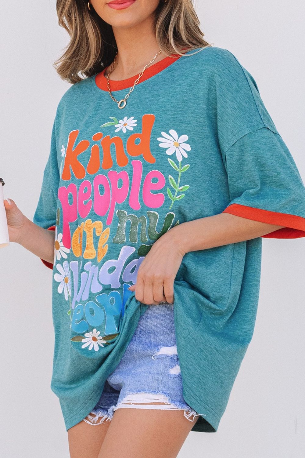 Kind People Are My Kind People Graphic Oversized T-Shirt