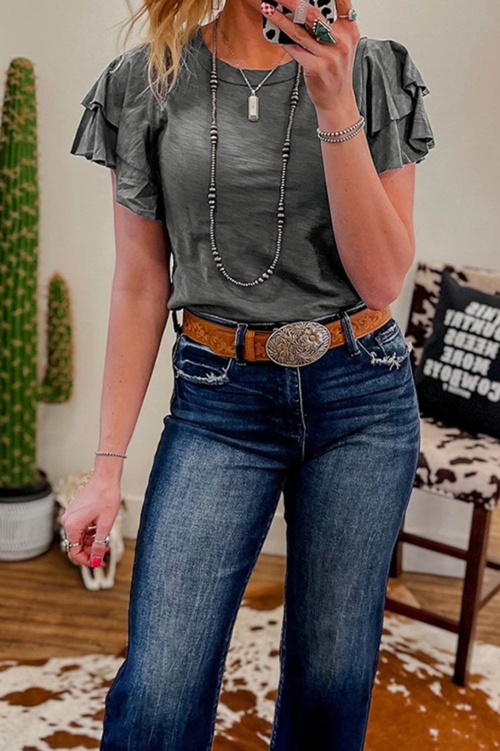 Round Neck Layered Short Sleeve Top - Stylish & Comfortable