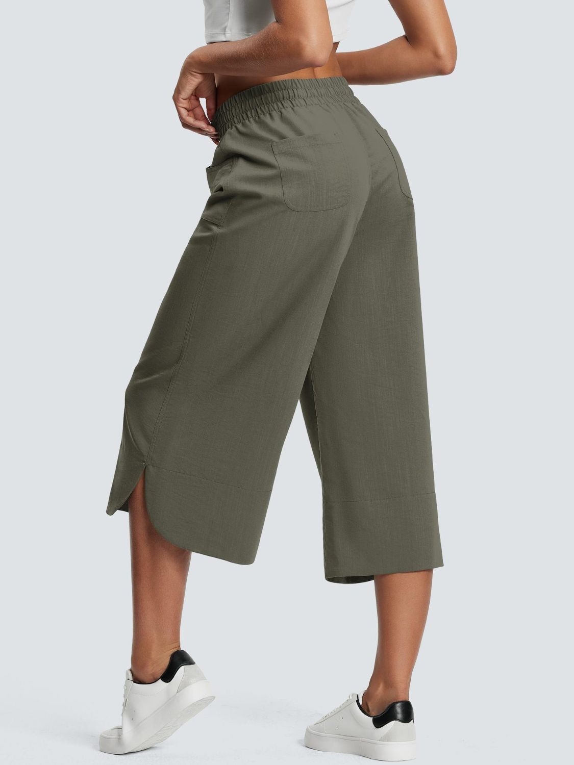 Cross Wide Leg Jeans with Pockets & Drawstring - Plus Size Available