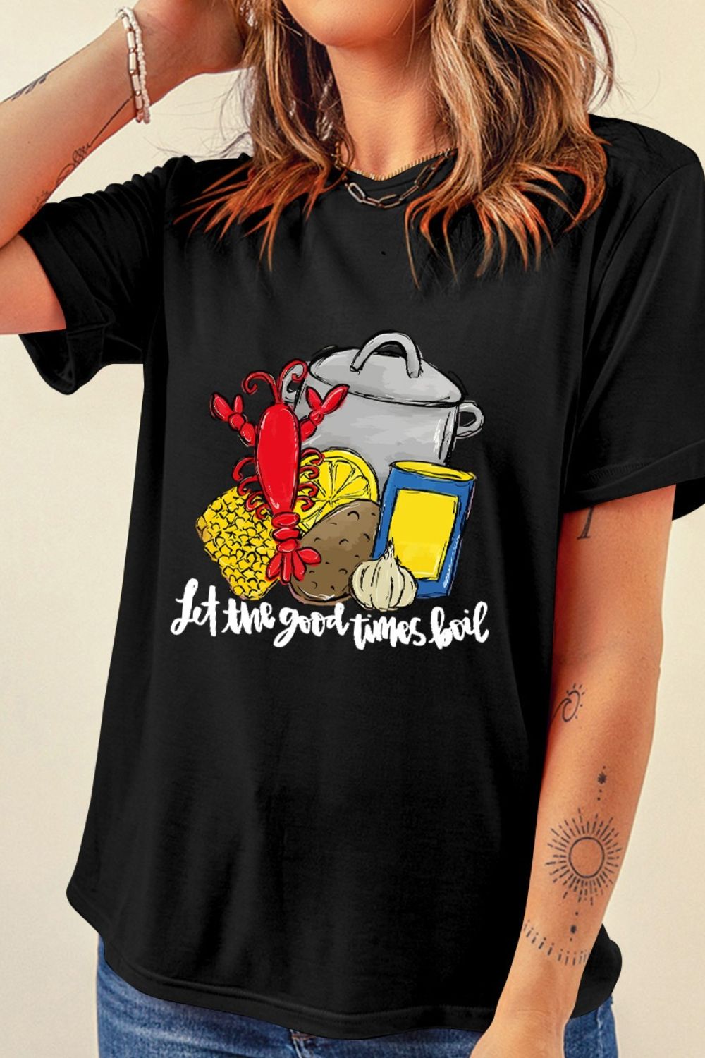 Graphic Round Neck Short Sleeve T-Shirt - Casual & Stylish