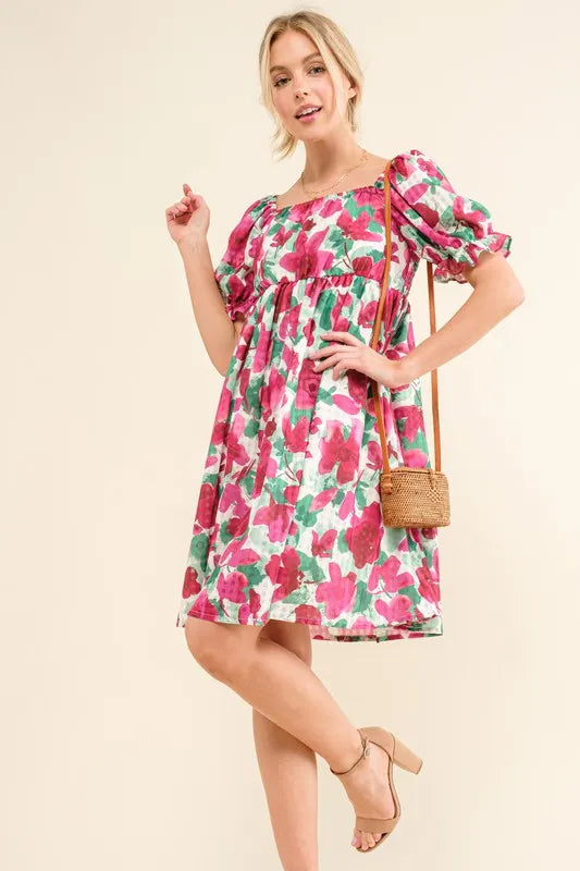 And The Why WhimsyBloom Smocked Ruffle Mini Dress