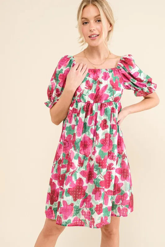 And The Why WhimsyBloom Smocked Ruffle Mini Dress