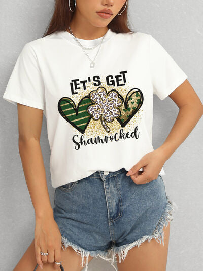 Comfortable Lucky Clover Round Neck Short Sleeve Tee