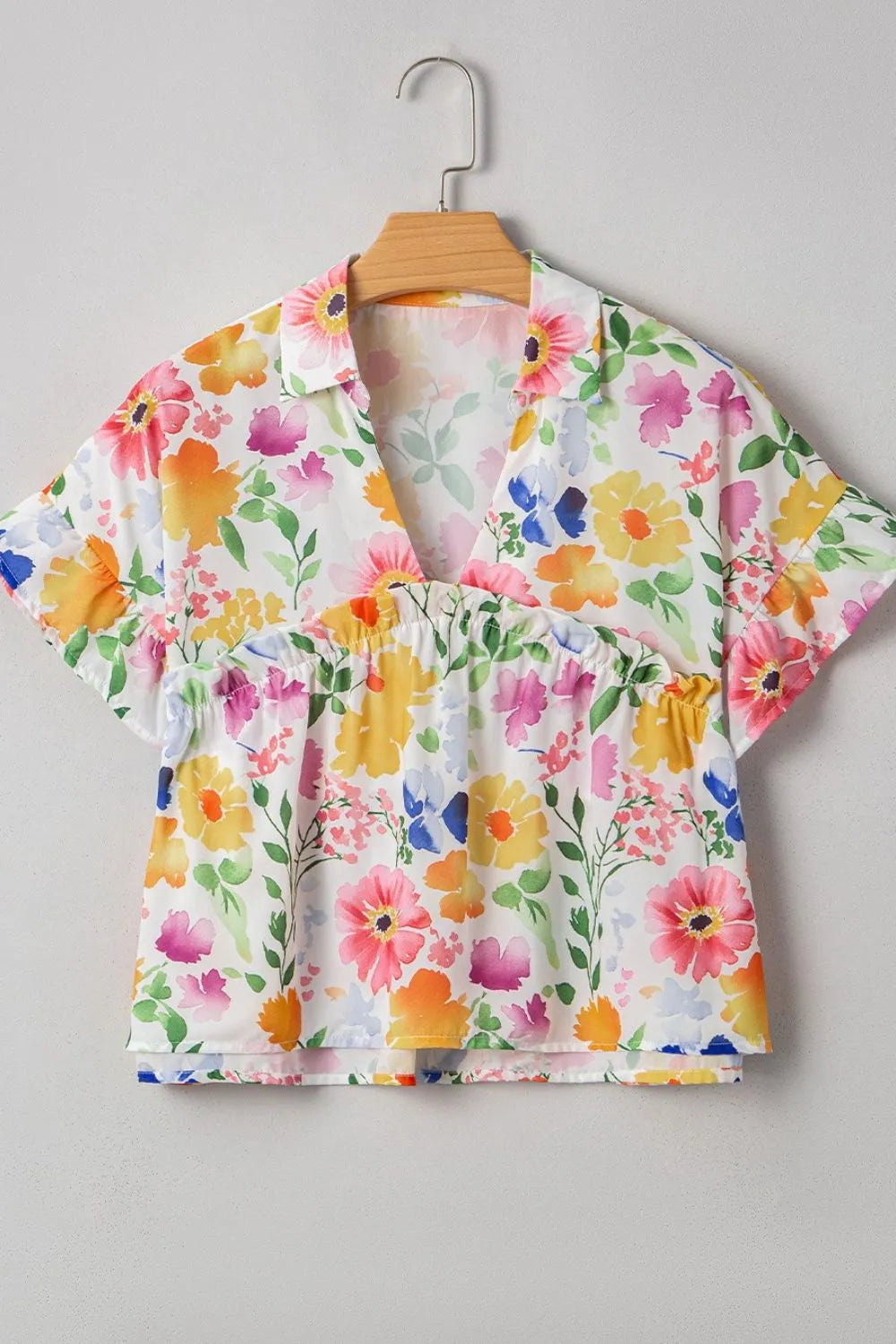 Floral Ruffle Boxy Blouse – Feminine & Airy