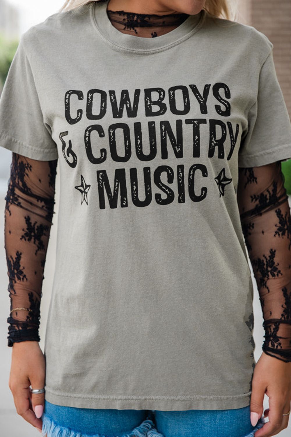 Letter Graphic Round Neck T-Shirt - Casual & Trendy