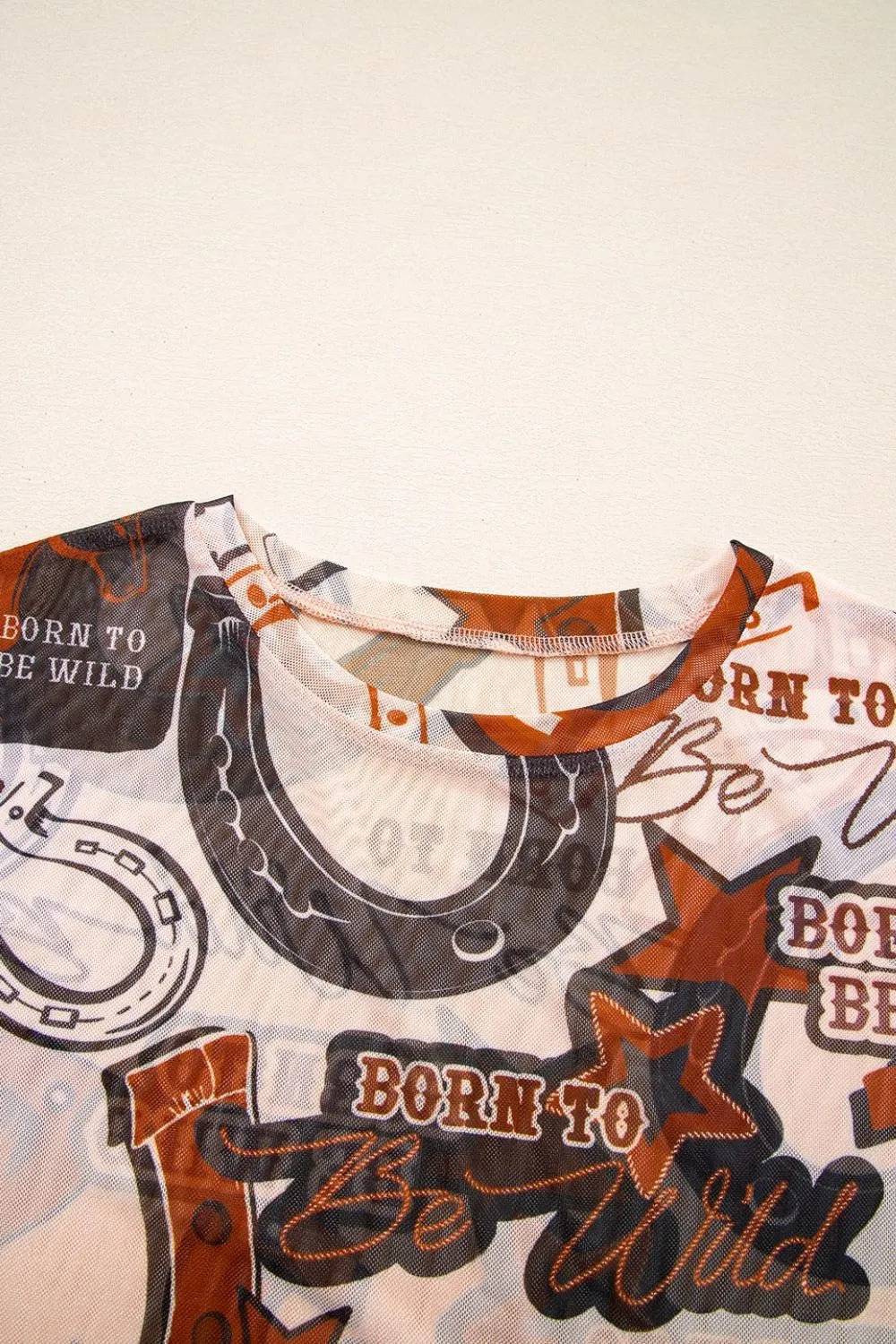 Western Horseshoe Sheer Mesh Tee - Trendy & Bold