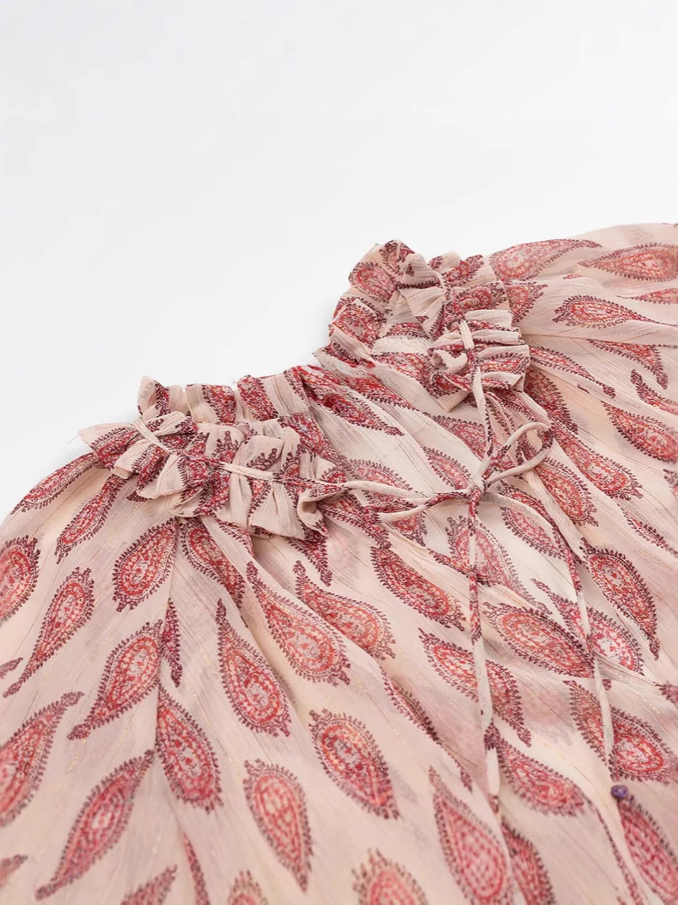 Paisley Print Frill Neck Long Sleeve Blouse