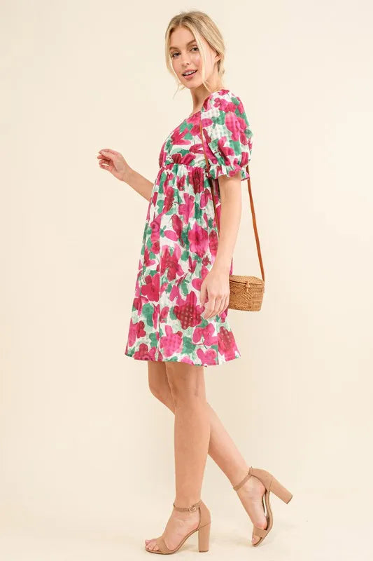 And The Why WhimsyBloom Smocked Ruffle Mini Dress