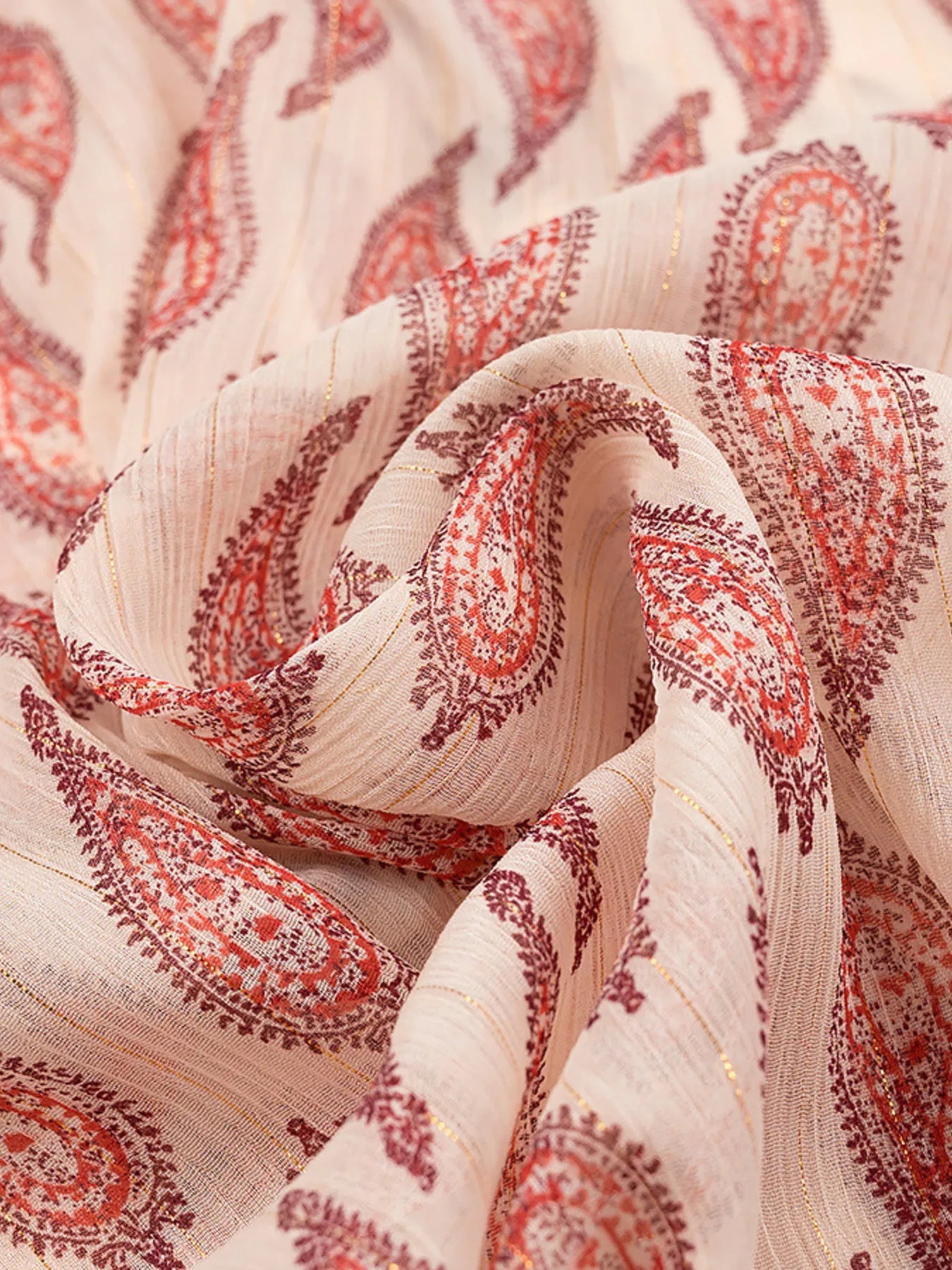 Paisley Print Frill Neck Long Sleeve Blouse