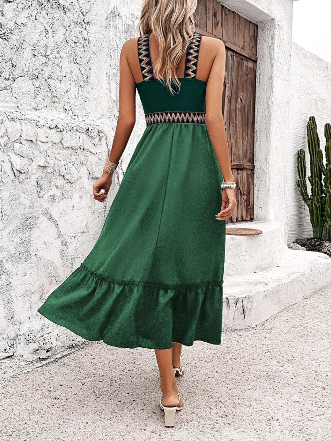 Devine Ruffled Slit Sleeveless Midi Dress - Elegant & Chic