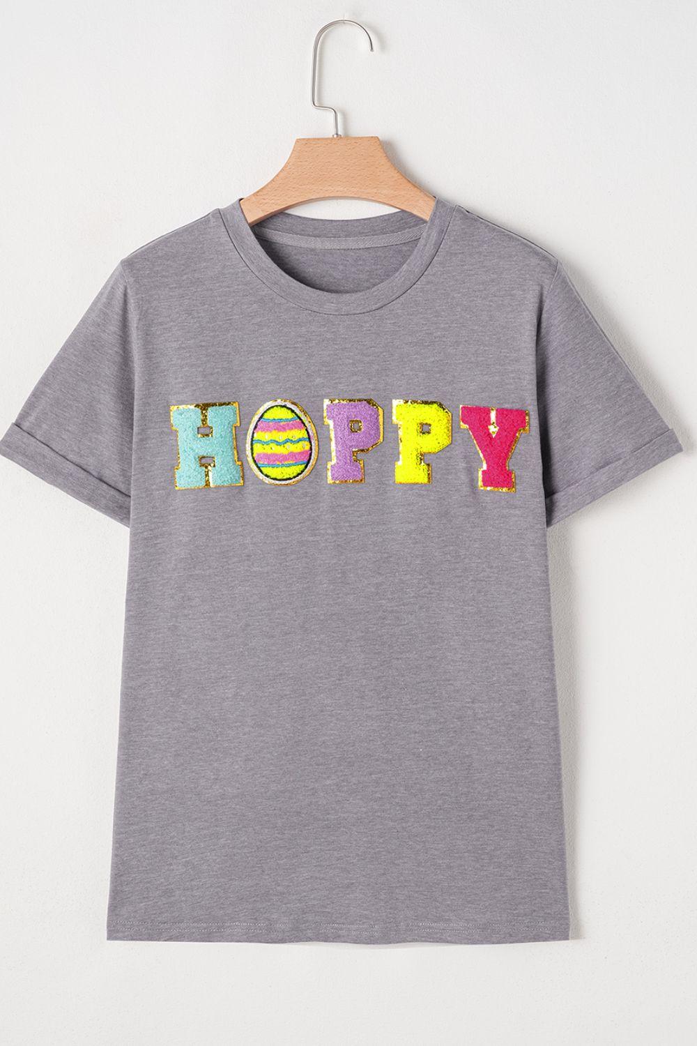 HOPPY Chenille Patch T-Shirt - Cute Easter Tee for Women