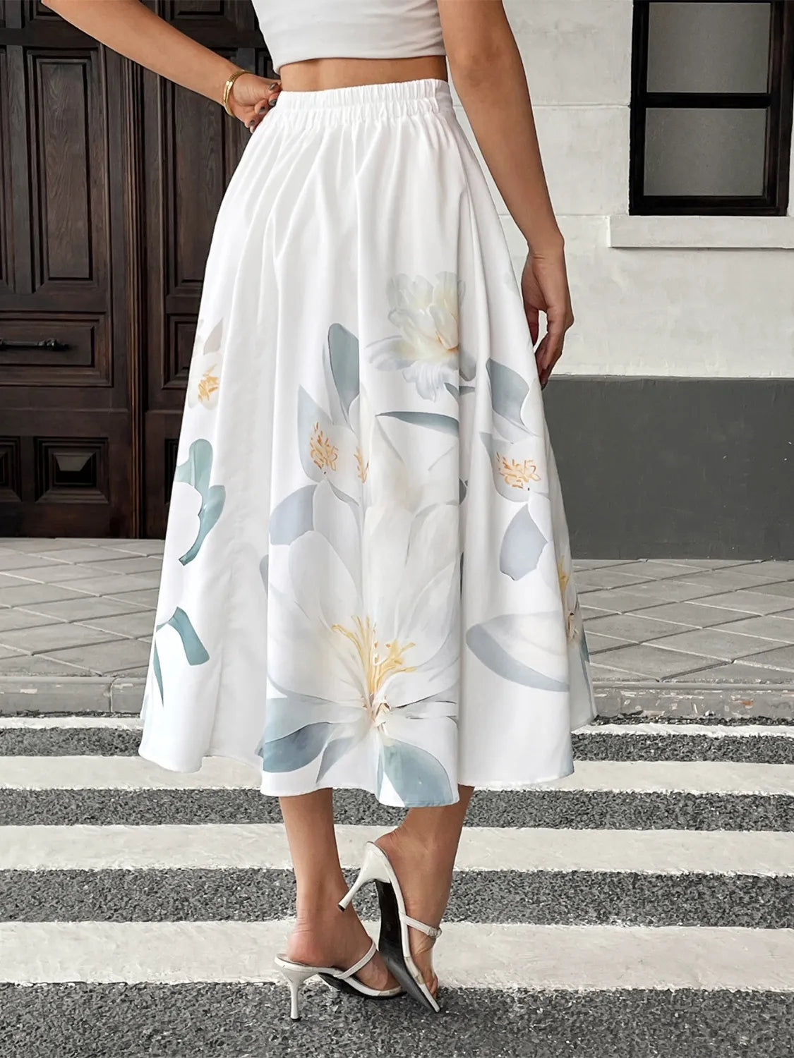 Petal Breeze Buttoned Midi Skirt
