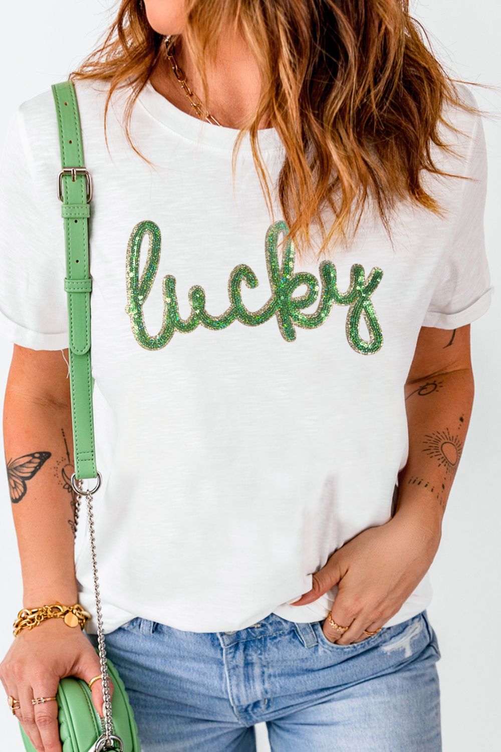 Sequined Lucky St. Patrick’s Day T-Shirt - Festive & Stylish