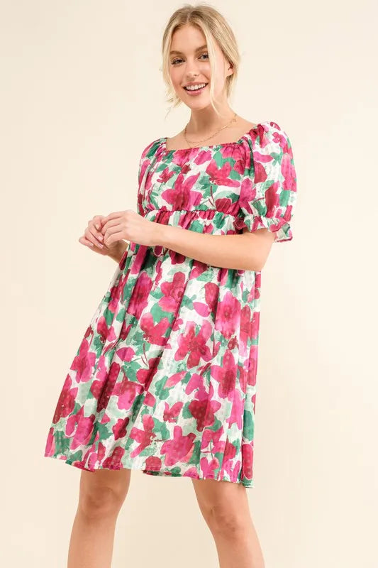 And The Why WhimsyBloom Smocked Ruffle Mini Dress