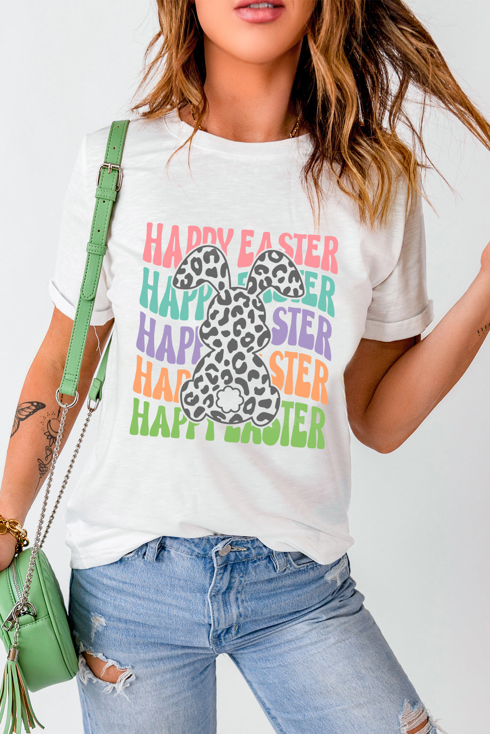 HAPPY EASTER Round Neck T-Shirt - Festive & Comfy