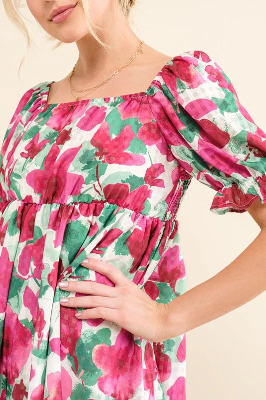 And The Why WhimsyBloom Smocked Ruffle Mini Dress