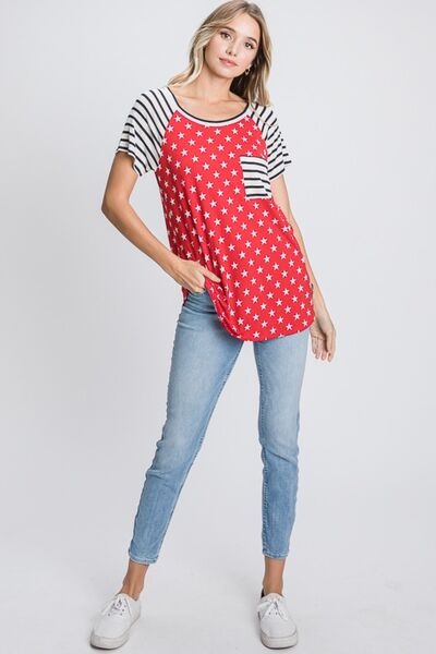 Heimish Plus Size Star & Striped Round Neck T-Shirt