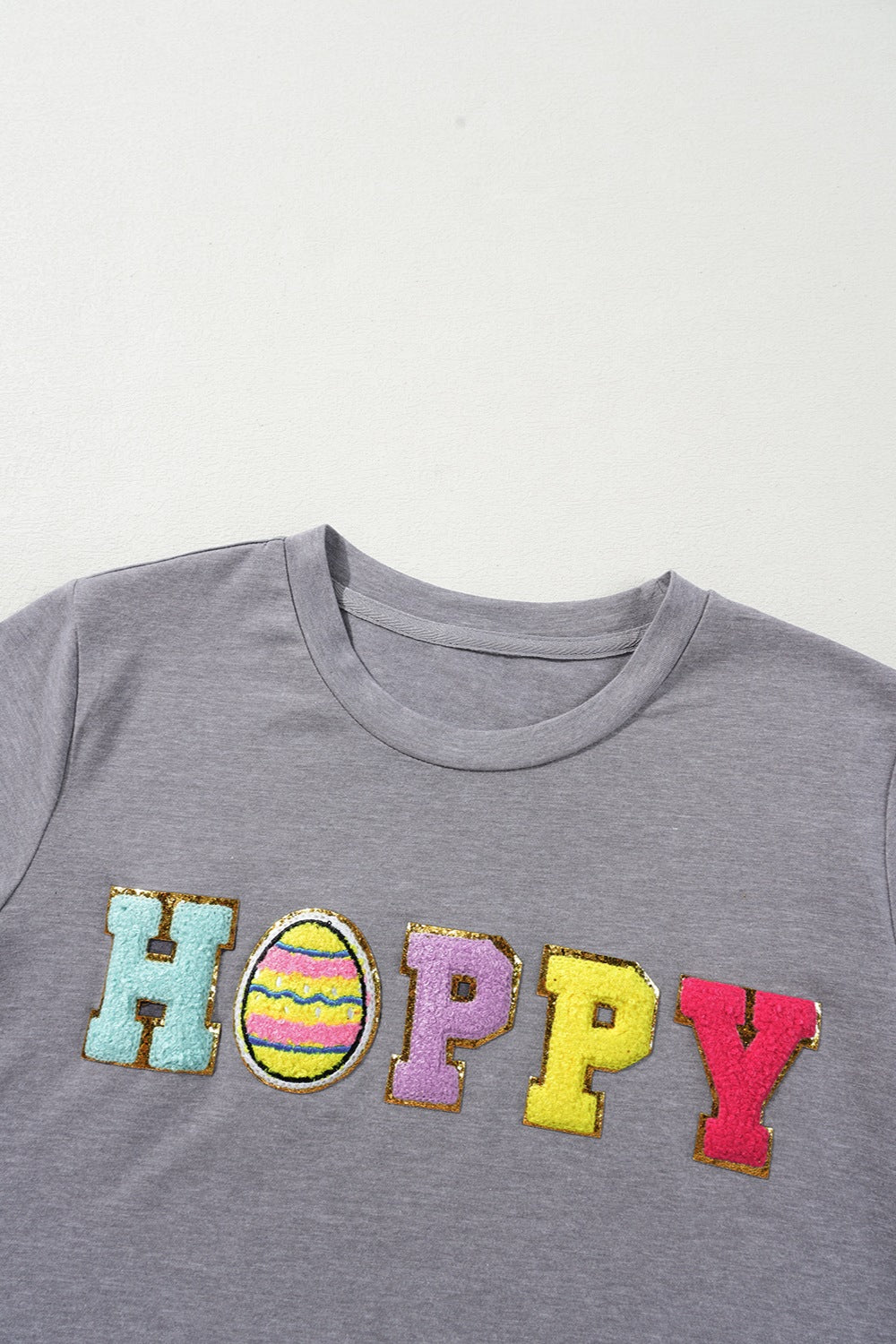HOPPY Chenille Patch T-Shirt - Cute Easter Tee for Women