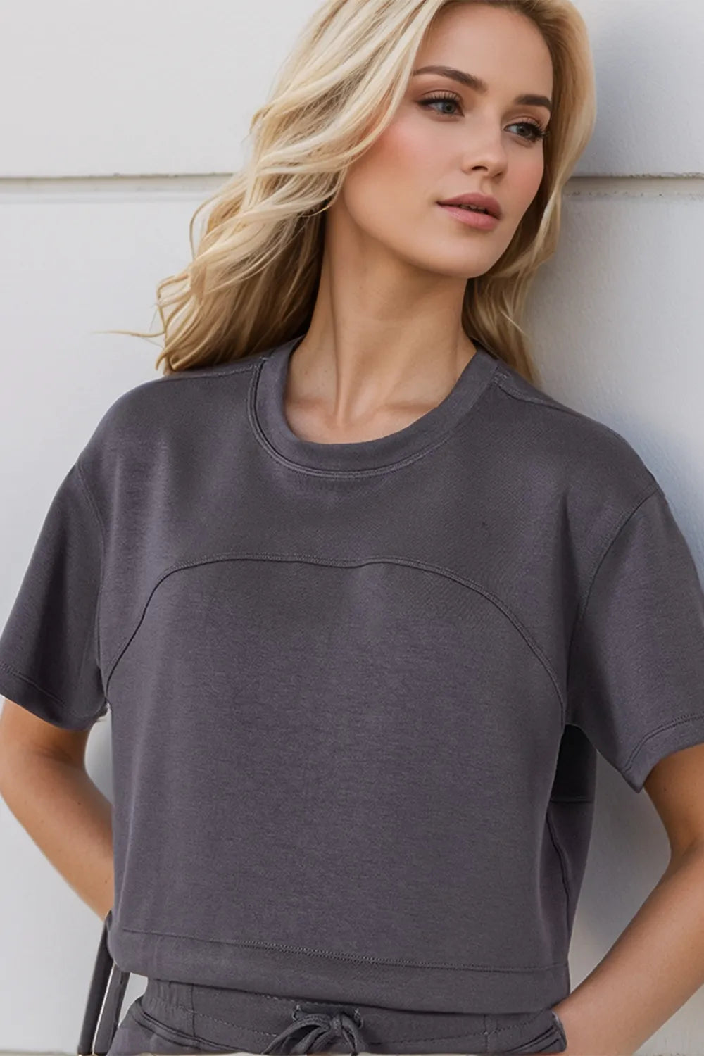 Basic Bae Drawstring Hem Scuba Knit Tee