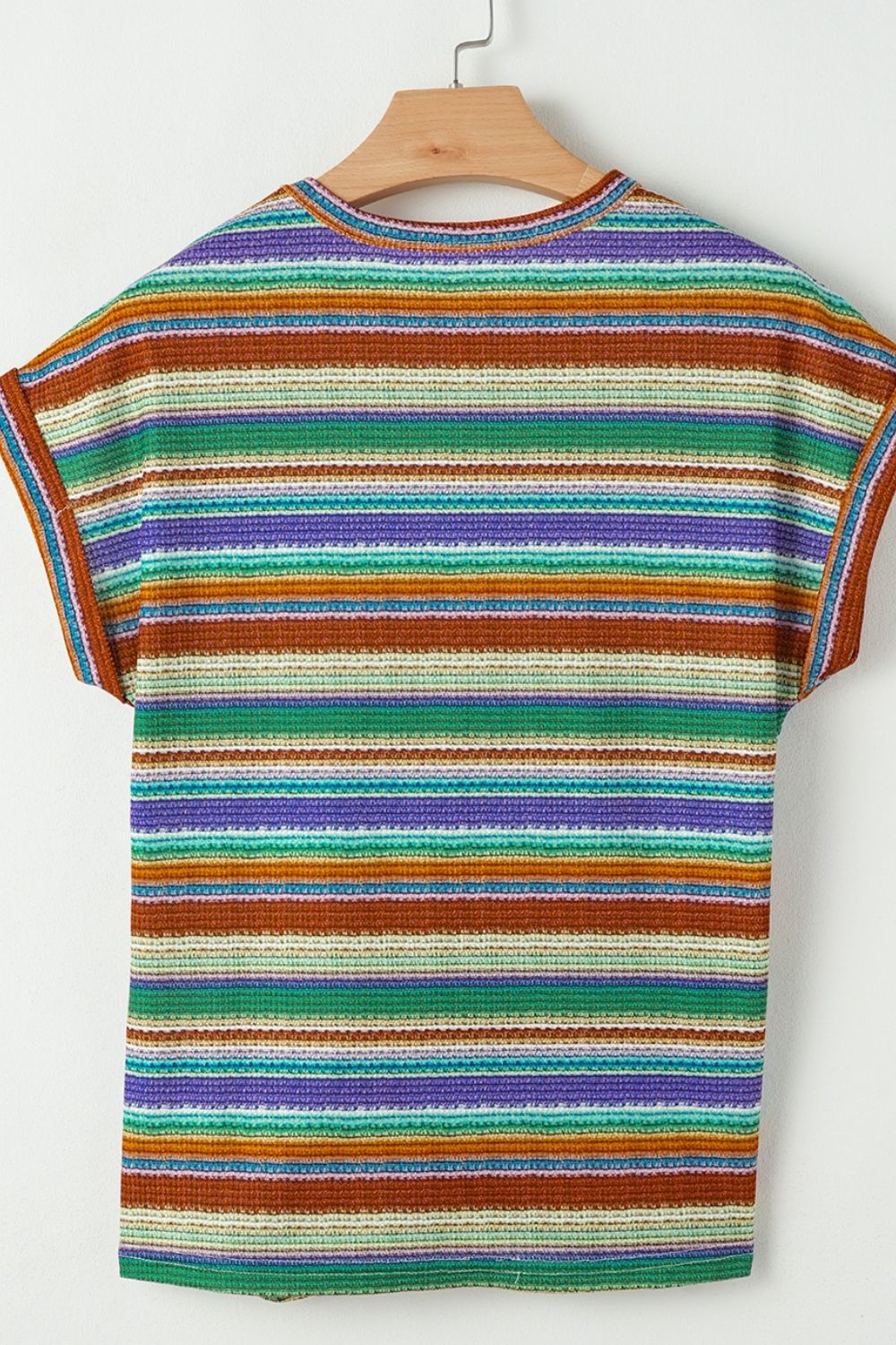 Multicolour Striped Twist Hem Cap Sleeve Top - Chic & Trendy