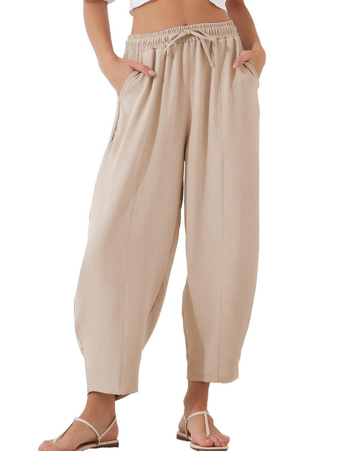 Cropped Joggers with Pockets - Full Size Fit